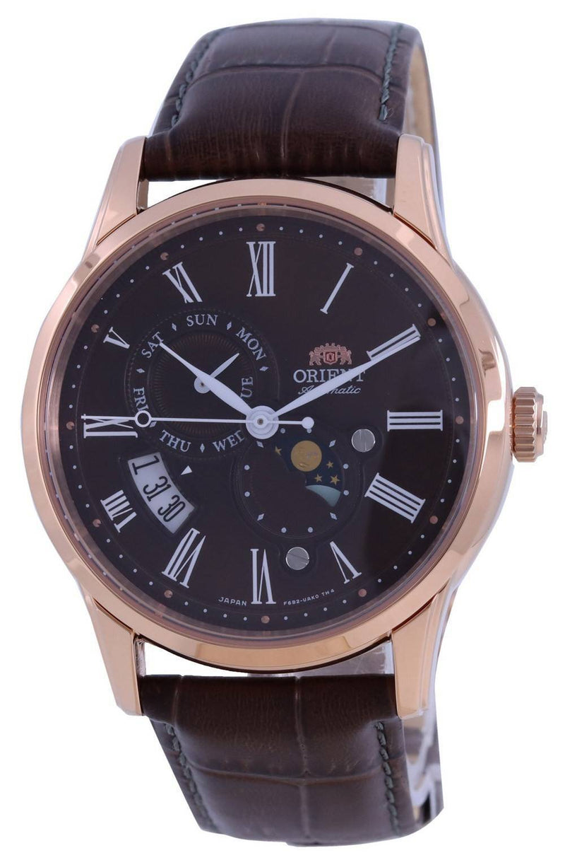 Orient Sun  Moon Brown Dial Leather Strap Automatic RA-AK0009T00C Men's Watch