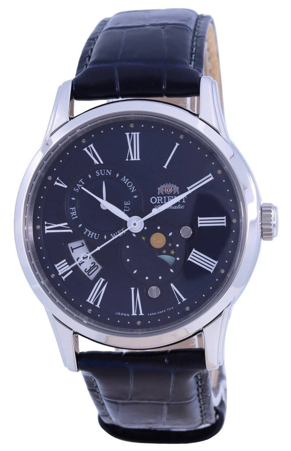 Orient Sun  Moon Blue Dial Leather Strap Automatic RA-AK0011D00C Men's Watch