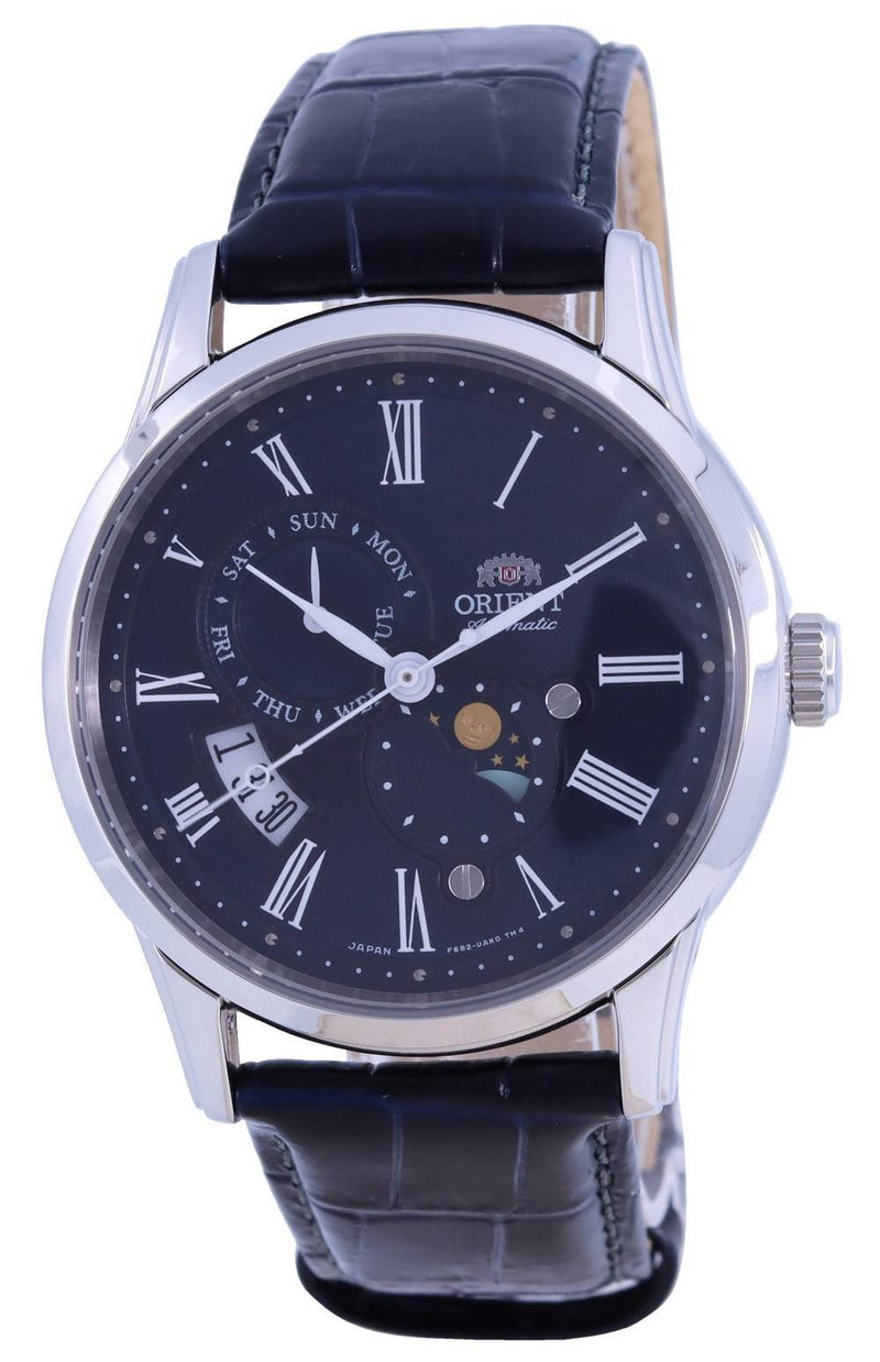Orient Sun  Moon Blue Dial Leather Strap Automatic RA-AK0011D00C Men's Watch