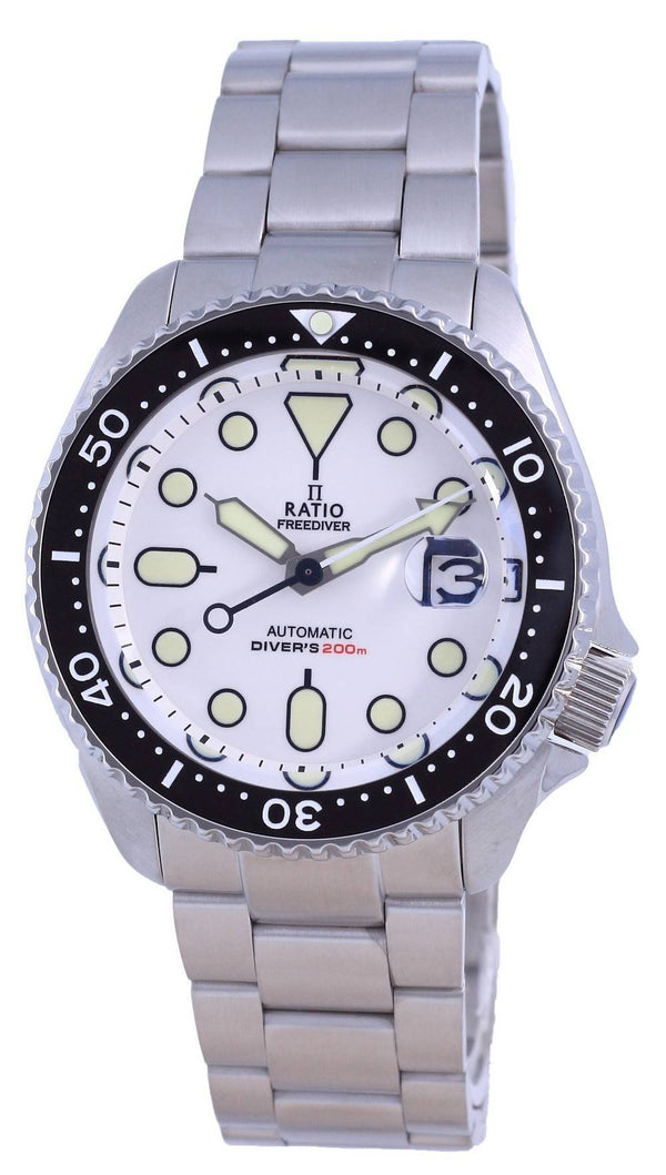 Ratio FreeDiver White Dial Sapphire Crystal Stainless Steel Automatic RTB209 200M Men's Watch