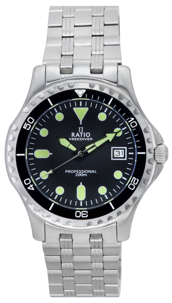 Ratio FreeDiver Professional Sapphire Black Dial Quartz RTF005 200M Men's Watch
