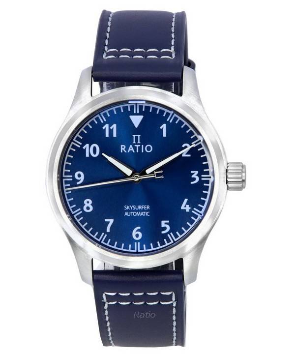 Ratio Skysurfer Pilot Blue Sunray Dial Leather Automatic RTS302 200M Men's Watch