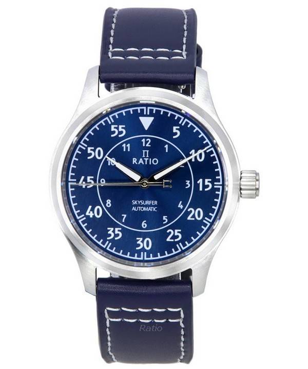 Ratio Skysurfer Pilot Blue Sunray Dial Leather Automatic RTS318 200M Men's Watch