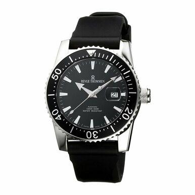 Revue Thommen 17030.2537 Diver Black Dial Swiss Automatic Rubber Watch