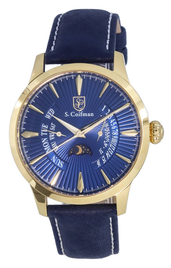 S. Coifman Leather Blue Dial Quartz SC0478 Men's Watch