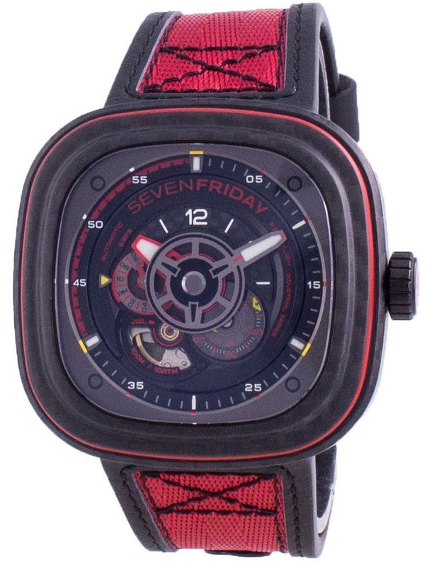 Sevenfriday P-Series Red Carbon Automatic P3C/04 SF-P3C-04 100M Men's Watch