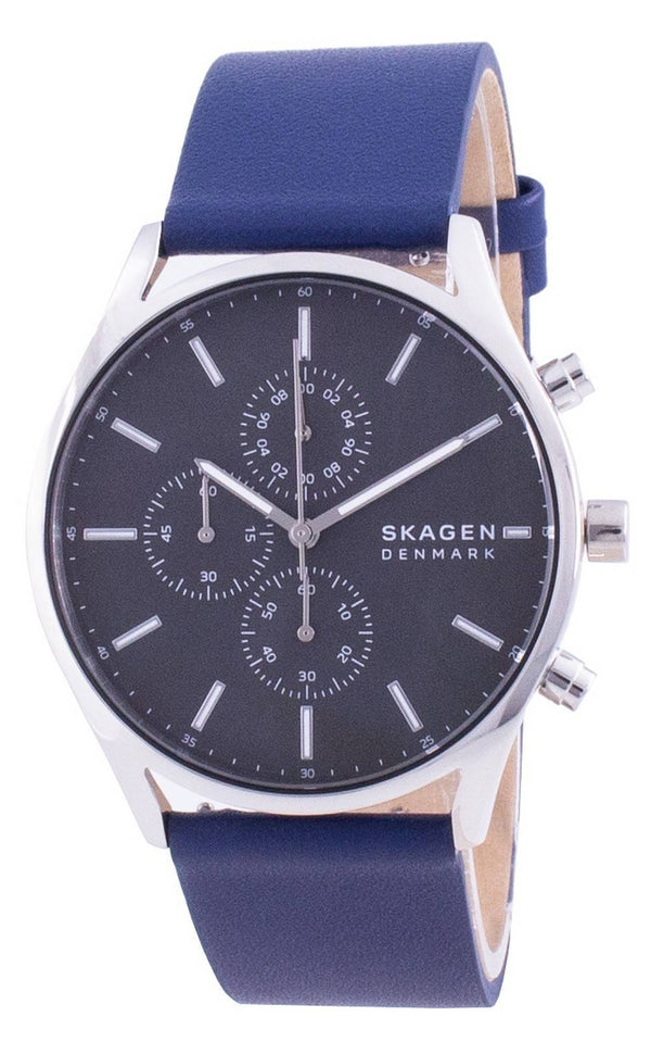 Skagen Holst Chronograph Leather Strap Quartz SKW6653 Men's Watch