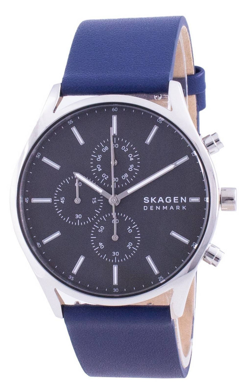 Skagen Holst Chronograph Leather Strap Quartz SKW6653 Men's Watch