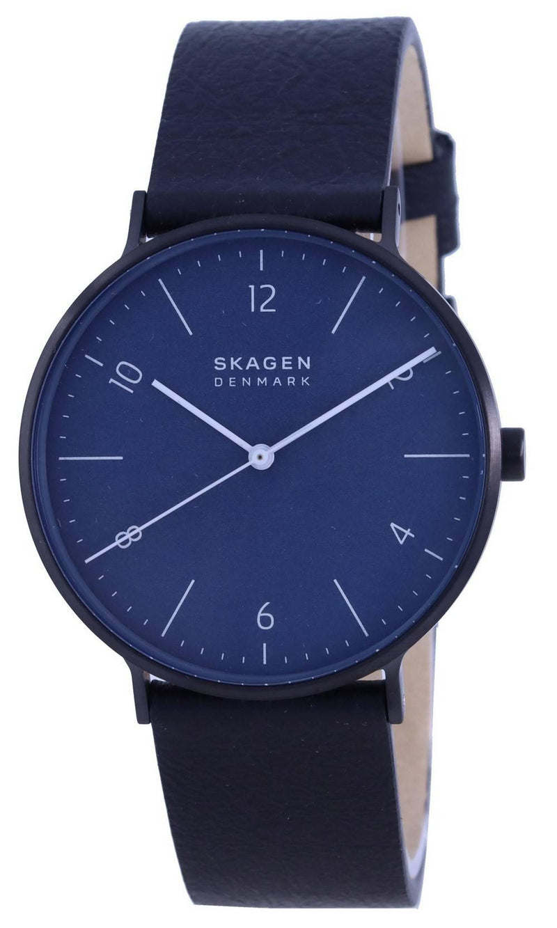 Skagen Aaren Naturals Blue Dial Leather Strap Quartz SKW6727 Men's Watch