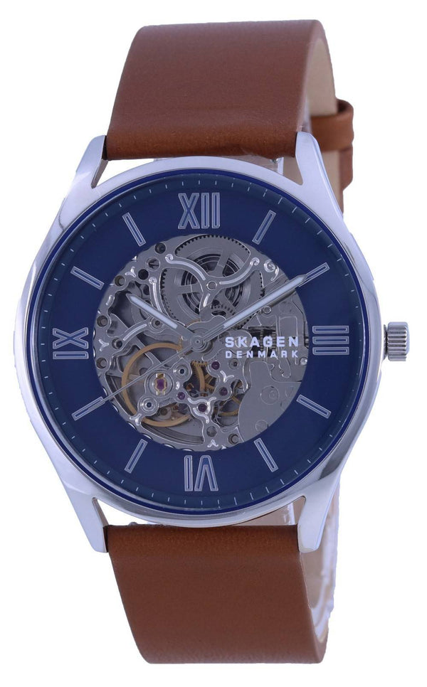 Skagen Holst Blue Skelton Dial Leather Strap Automatic SKW6736 Men's Watch