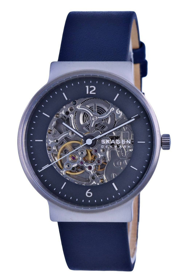 Skagen Ancher Skeleton Leather Grey Dial Automatic SKW6768 Men's Watch