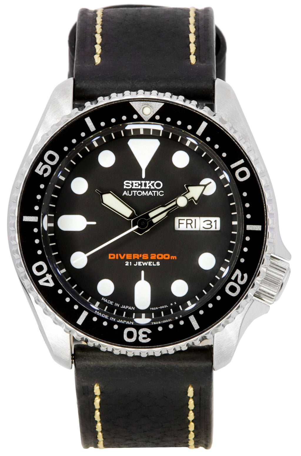 Seiko Automatic Diver's Ratio Black Leather SKX007J1-LS2 200M