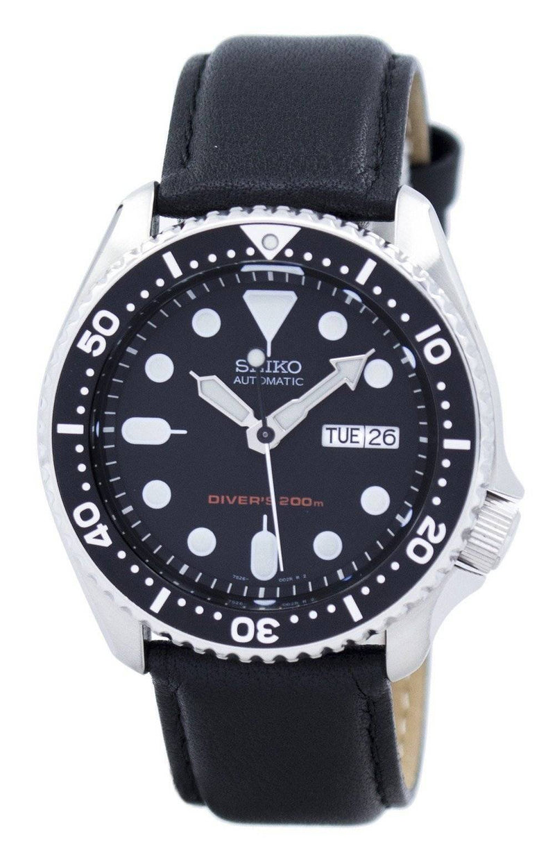 Seiko Automatic Diver's Black Leather SKX007K1-var-LS10 200M Men's Watch