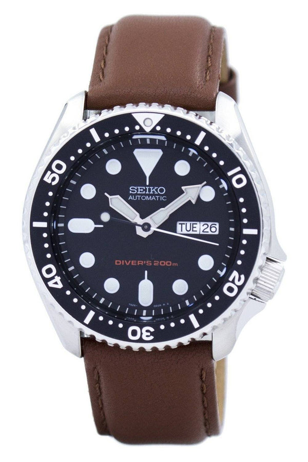 Seiko Automatic Diver's Brown Leather SKX007K1-var-LS12 200M Men's Watch
