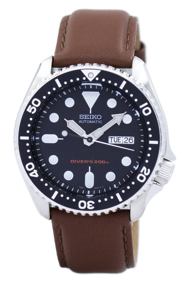 Seiko Automatic Diver's Brown Leather SKX007K1-var-LS12 200M Men's Watch