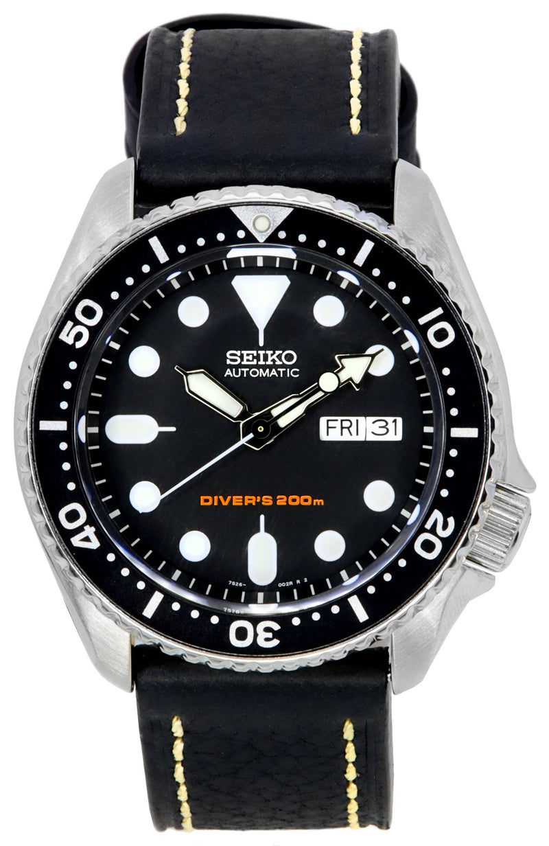 Seiko Automatic Diver's Ratio Black Leather SKX007K1-LS2 200M Men's Watch