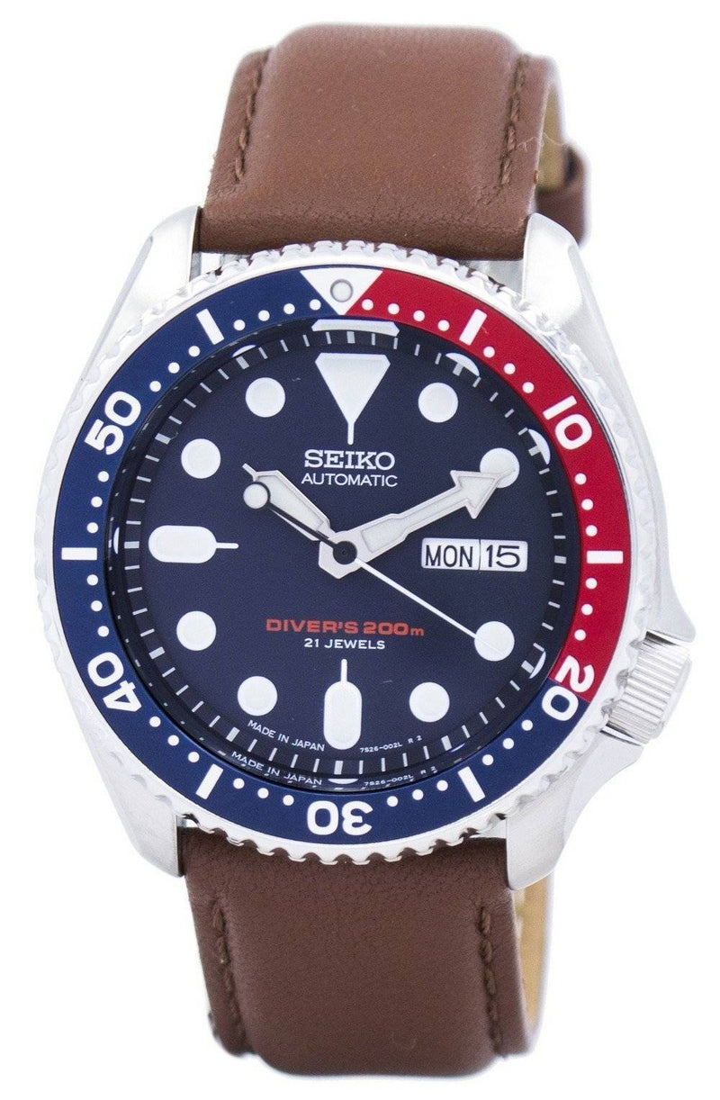 Seiko Automatic Diver's Brown Leather SKX009J1-var-LS12 200M Men's Watch