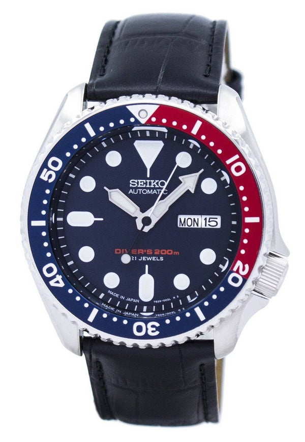 Seiko Automatic Diver's Black Leather SKX009J1-var-LS6 200M Men's Watch