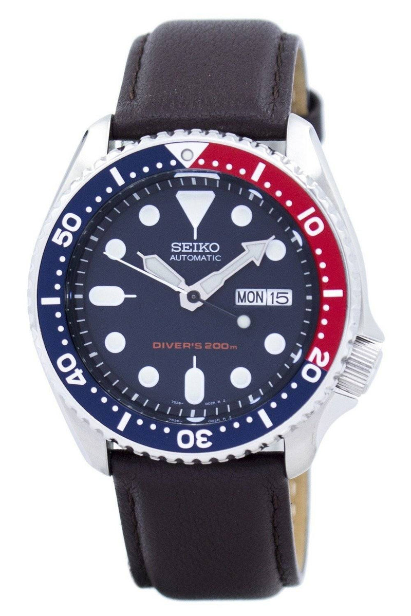 Seiko Automatic Diver's Dark Blue Dial Brown Leather SKX009K1-var-LS11 200M Men's Watch