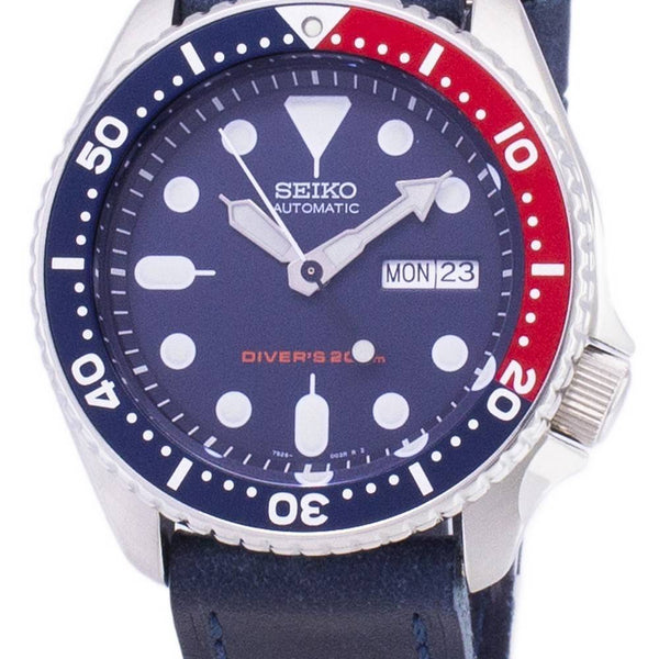 Seiko Automatic SKX009K1-var-LS13 Diver's 200M Dark Blue Leather