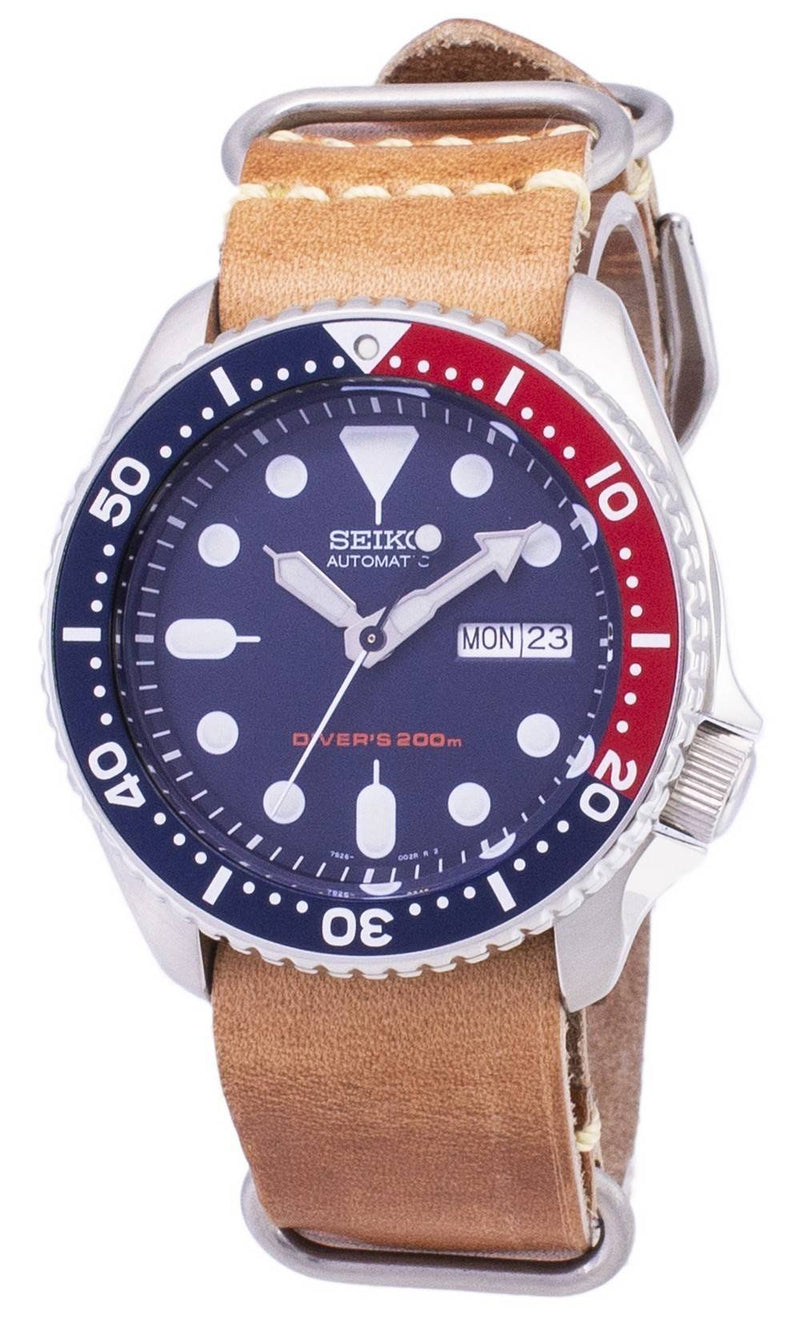 Seiko Automatic SKX009K1-var-LS18 Diver's 200M Brown Leather Strap Men's Watch