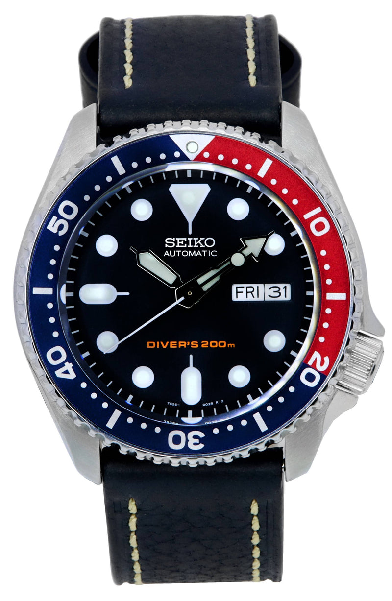 Seiko Automatic Diver's Ratio Black Leather SKX009K1-LS2 200M Men's Watch