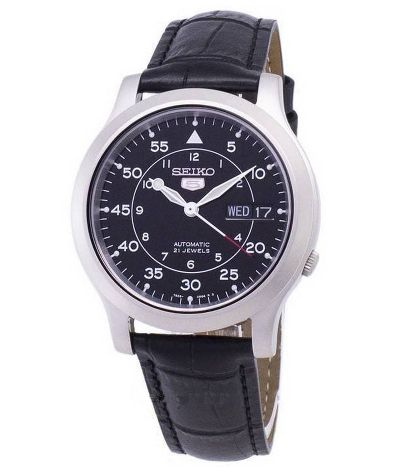 Seiko 5 Military SNK809K2-var-SS1 Automatic Black Leather Strap Men's Watch