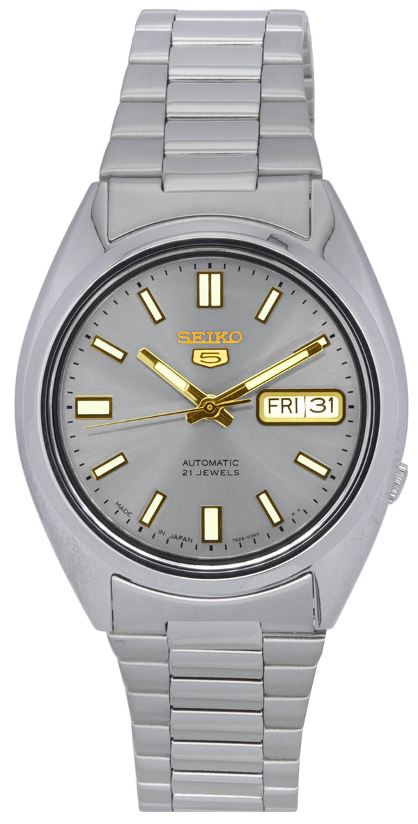 Seiko 5 Stainless Steel Grey Dial Automatic SNXS75 SNXS75J5 SNXS75J Men's Watch