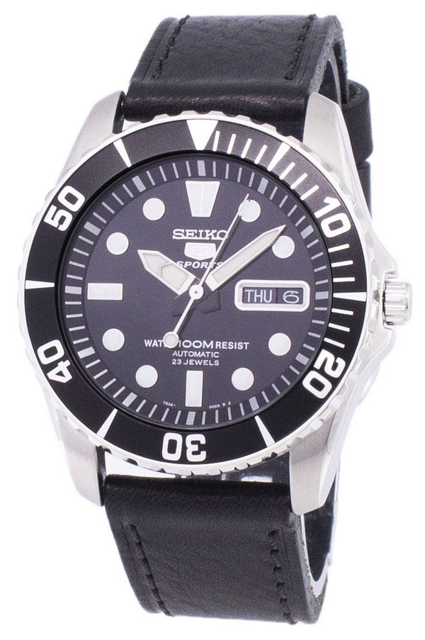 Seiko 5 Sports Automatic Ratio Black Leather SNZF17K1-LS8 Men's Watch