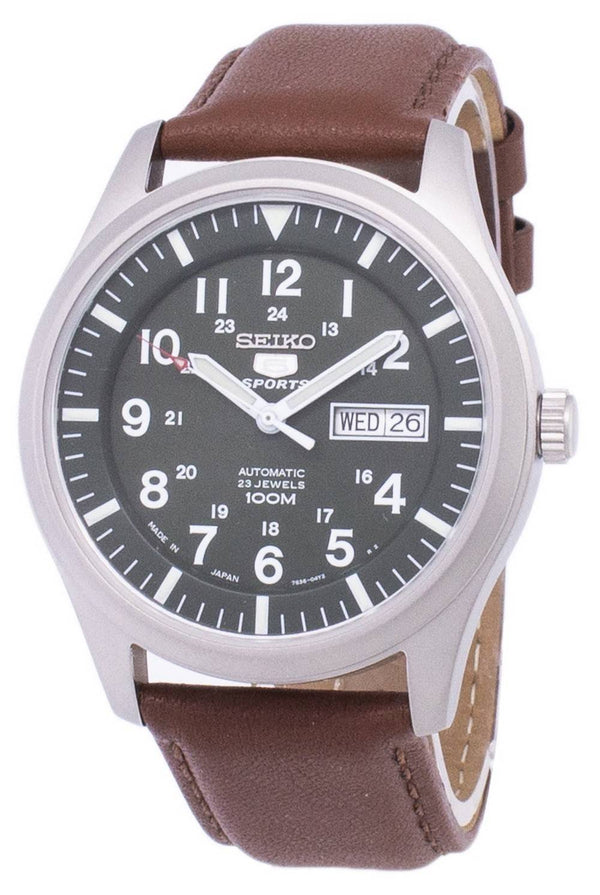 Seiko 5 Sports Automatic Japan Made Brown Leather SNZG09J1-VAR-LS12 100M Men's Watch