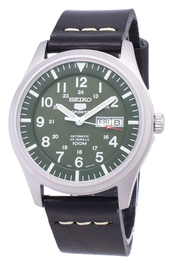 Seiko 5 Sports SNZG09K1-var-LS14 Automatic Black Leather Strap Men's Watch