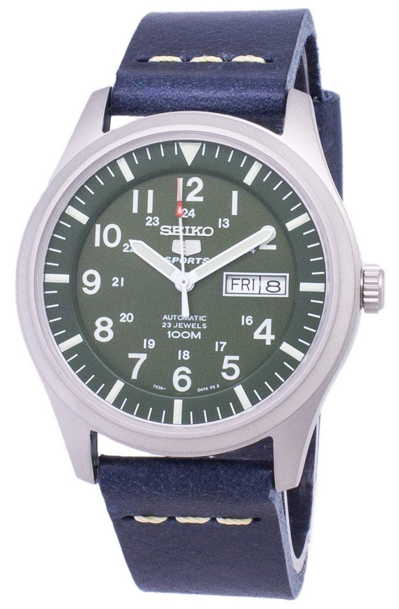 Seiko 5 Sports SNZG09K1-var-LS15 Automatic Dark Blue Leather Strap Men's Watch