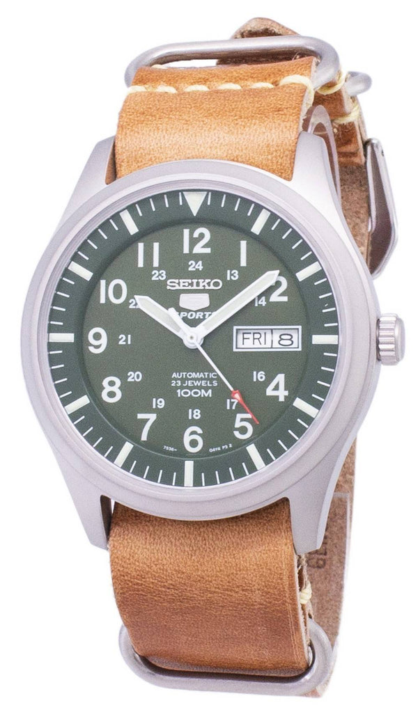Seiko 5 Sports SNZG09K1-var-LS18 Automatic Brown Leather Strap Men's Watch