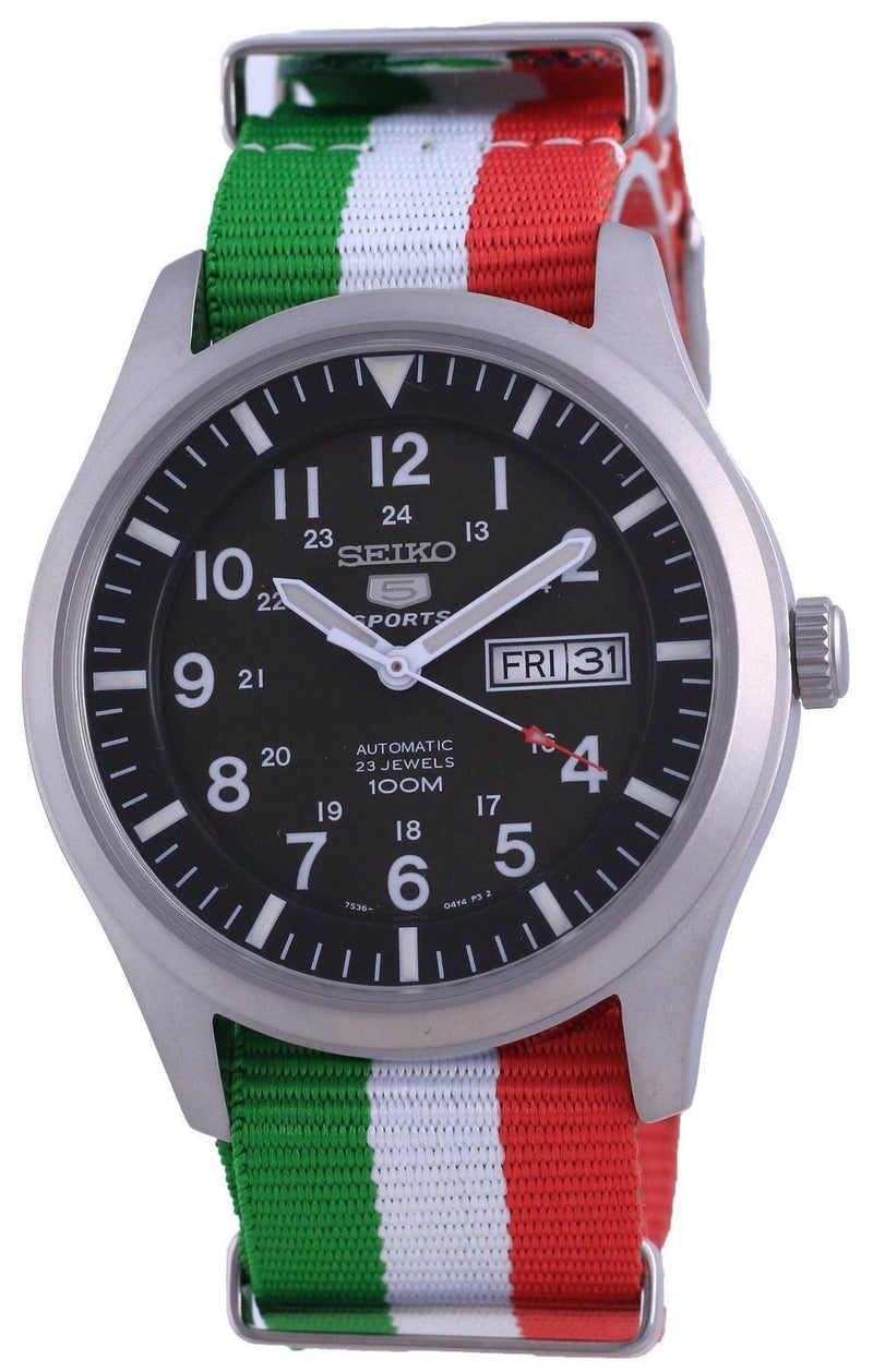 Seiko 5 Sports Military Automatic Polyester SNZG09K1-var-NATO23 100M Men's Watch