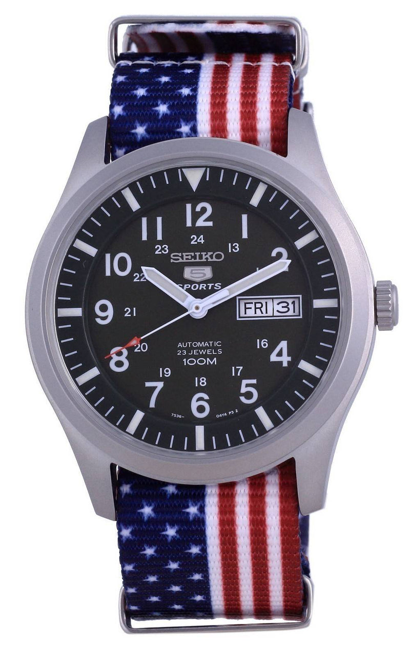 Seiko 5 Sports Military Automatic Polyester SNZG09K1-var-NATO27 100M Men's Watch