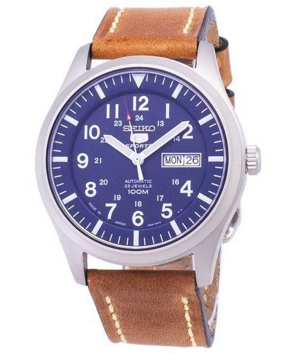 Seiko 5 Sports SNZG11J1-var-LS17 Automatic Brown Leather Strap Men's Watch