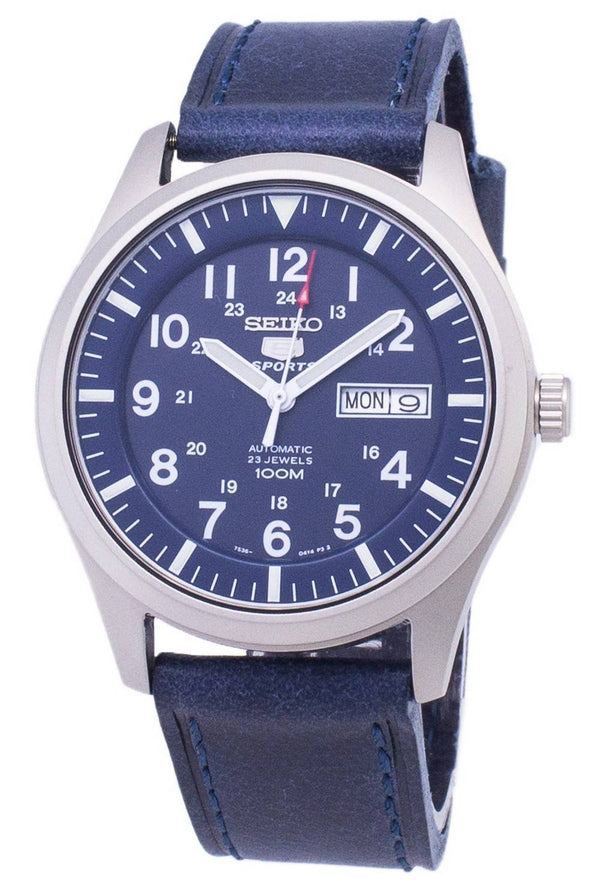 Seiko 5 Sports SNZG11K1-var-LS13 Automatic Dark Blue Leather Strap Men's Watch