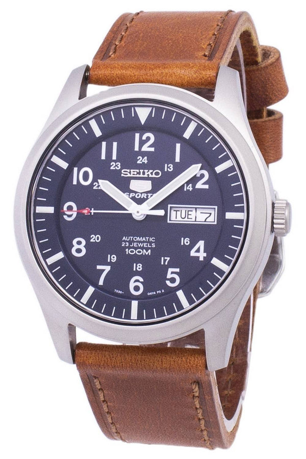 Seiko 5 Sports Automatic Brown Leather SNZG11K1-var-LS9 100M Men's Watch