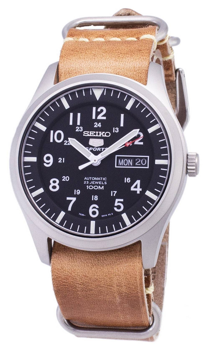 Seiko 5 Sports SNZG15K1-var-LS18 Automatic Brown Leather Strap Men's Watch