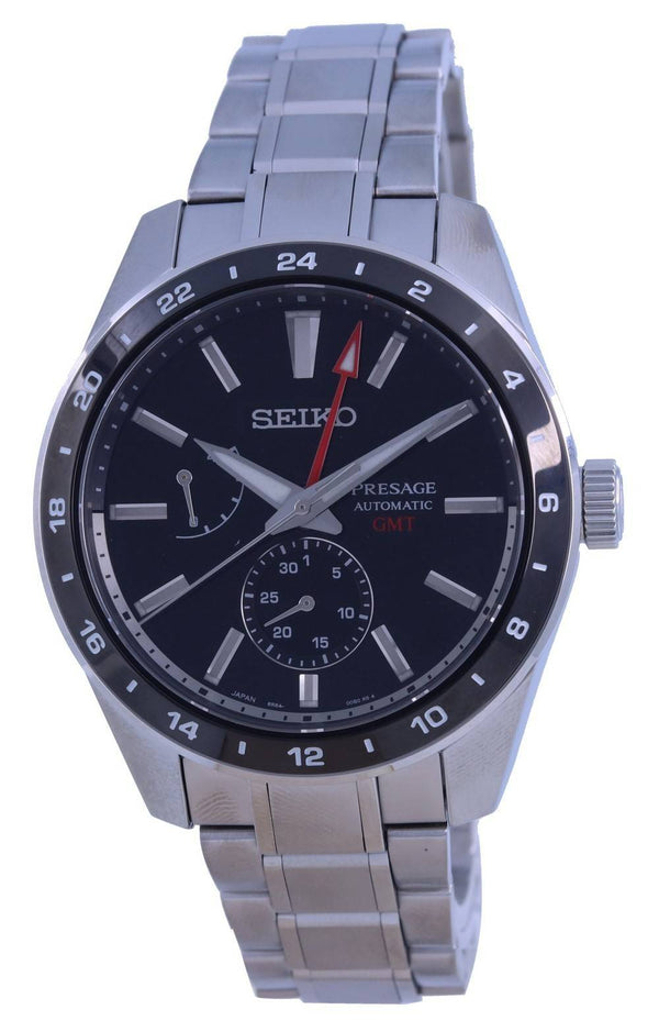 Seiko Presage Sharp Edged GMT Automatic Black Dial SPB221 SPB221J1 SPB221J 100M Men's Watch