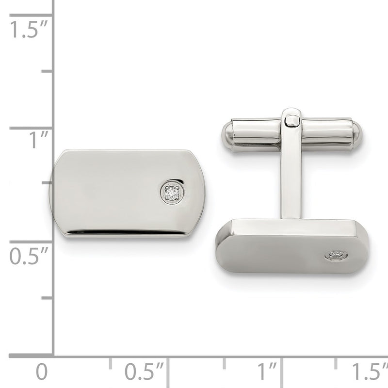 Chisel Stainless Steel Polished .03 Carat Diamond Cufflinks