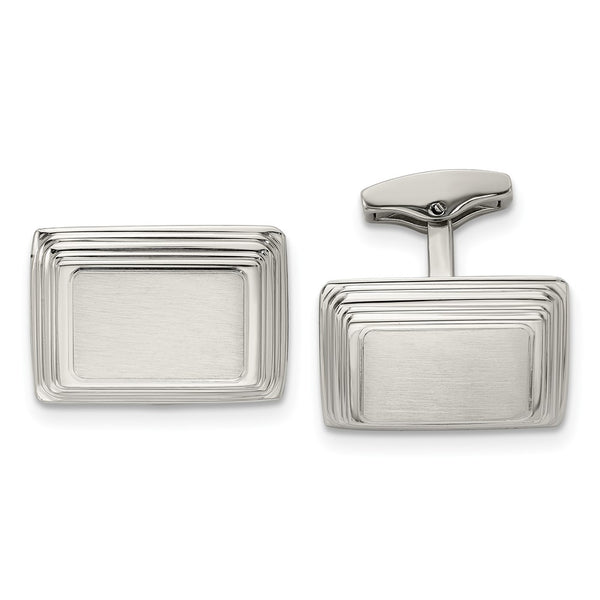 Chisel Stainless Steel Brushed and Polished Rectangle Cufflinks