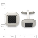 Chisel Stainless Steel Polished Black Carbon Fiber Inlay Cufflinks