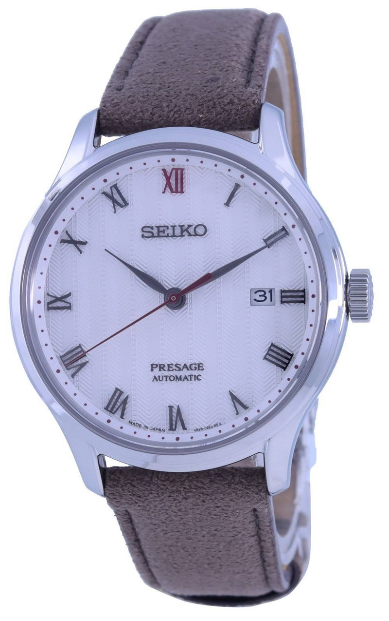 Seiko Presage Zen Garden White Dial Leather Strap Automatic SRPG25 SRPG25J1 SRPG25J Men's Watch