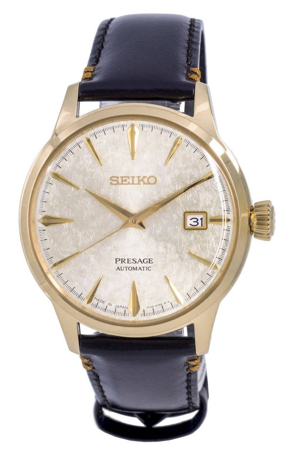 Seiko Presage Cocktail Limited Edition Leather Gold Dial Automatic SRPH78 SRPH78J1 SRPH78J Men's Watch
