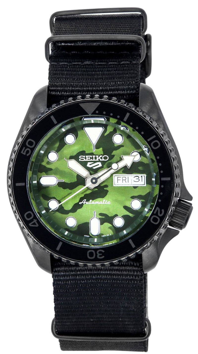 Seiko 5 Sports SKX Street Style Nylon Strap Camouflage Dial Automatic SRPJ37K1 100M Men's Watch