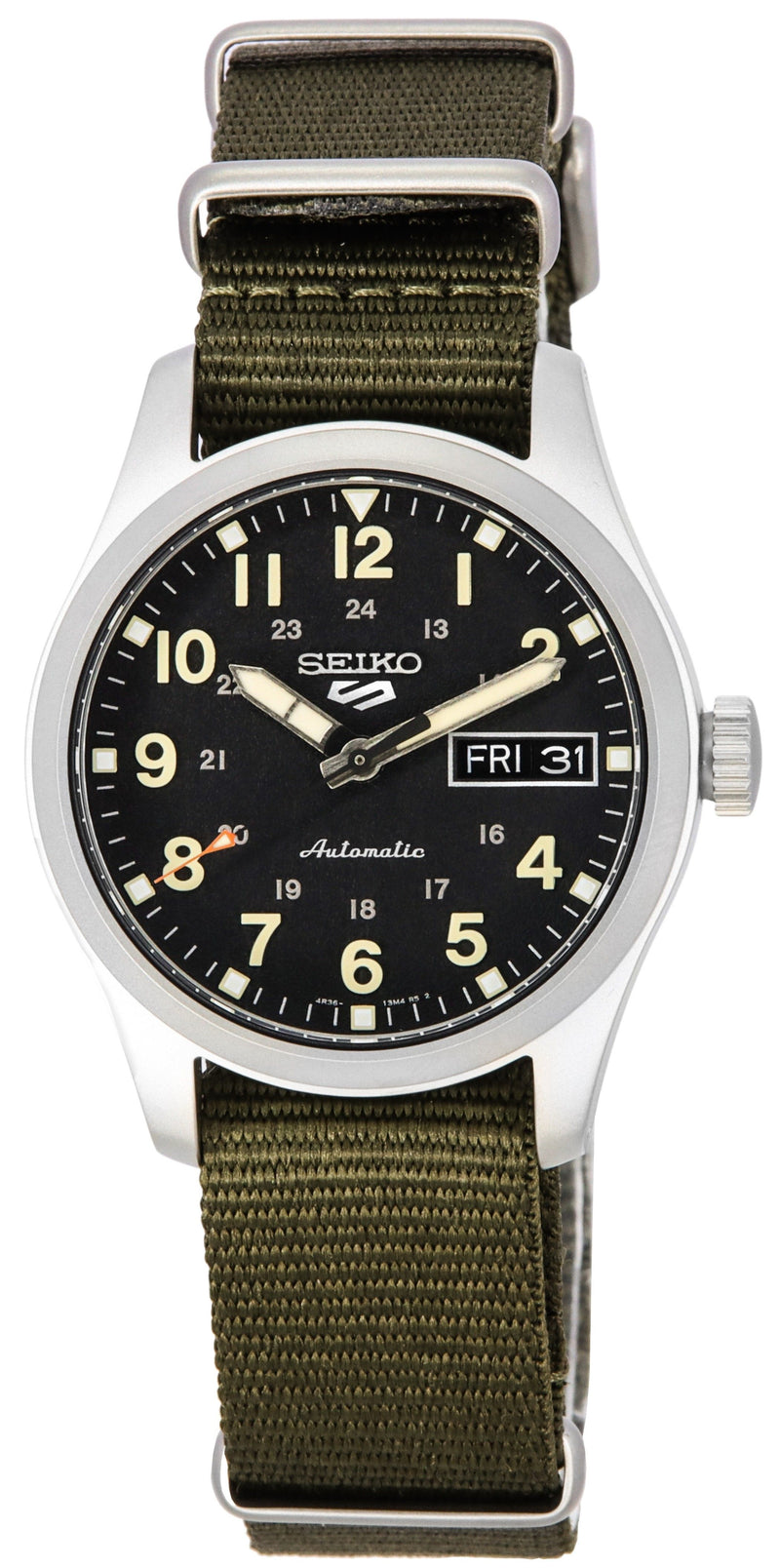 Seiko 5 Sports Green Zone Midfield Black Dial Automatic SRPJ85K1 100M Men's Watch