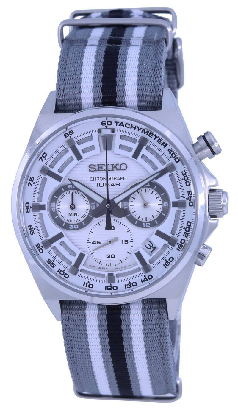 Seiko Neo Sports Chronograph White Dial Quartz SSB401 SSB401P1 SSB401 100M Men's Watch