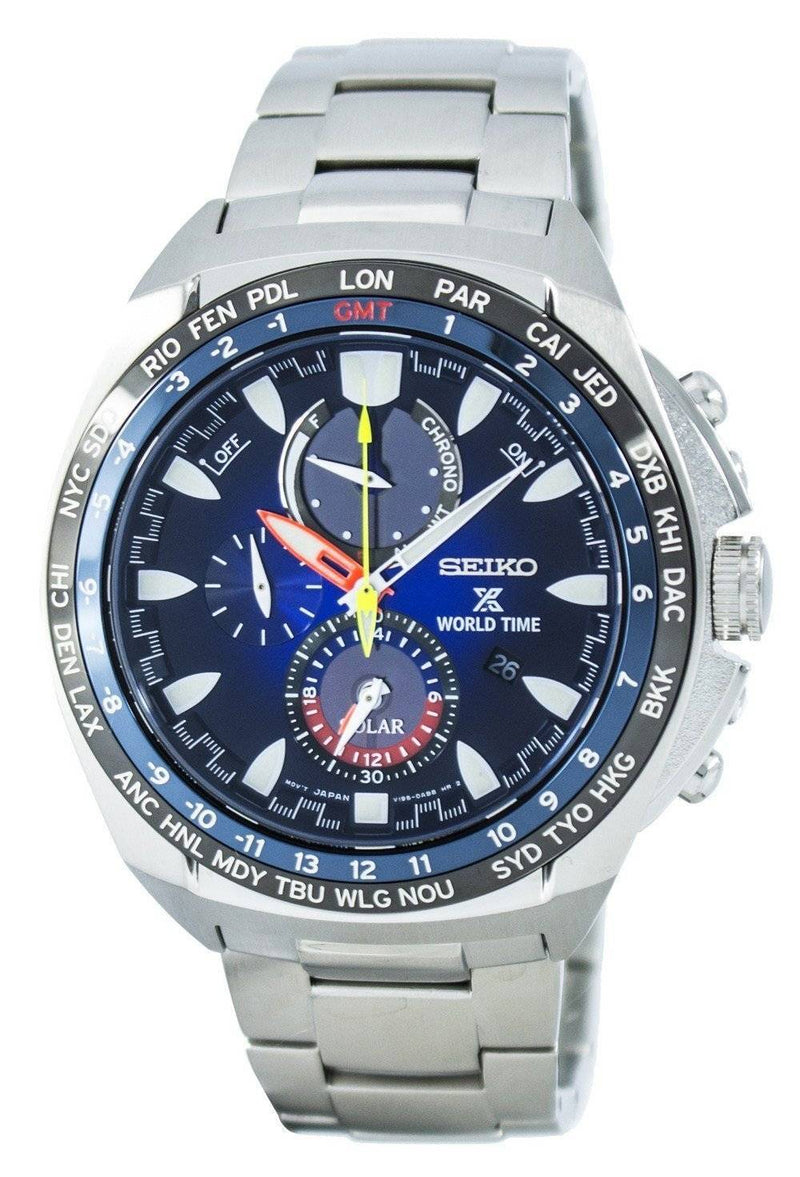 Seiko Prospex World Time Solar Chronograph SSC549 SSC549P1 SSC549P Men's Watch