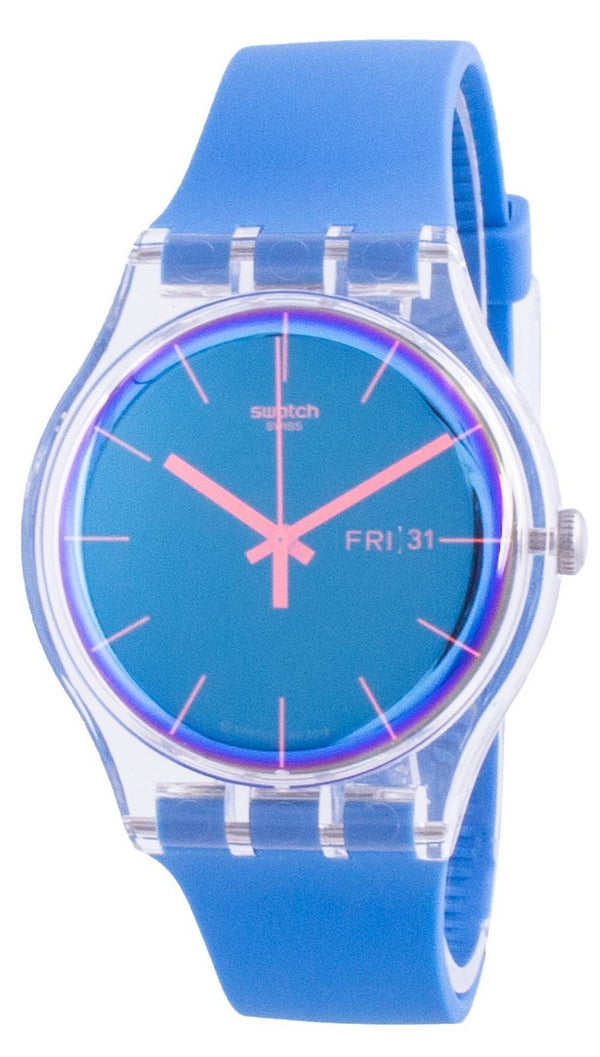 Swatch Polablue Blue Dial Silicone Strap Quartz SUOK711 Men's Watch